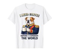 Comandante del Bulldog Inglese con caffè Amante dei Cani Maglietta