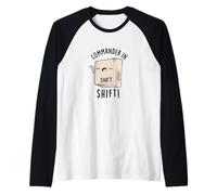 Comandante in Shift Tastiera Divertente Gioco di Parole Maglia con Maniche Raglan