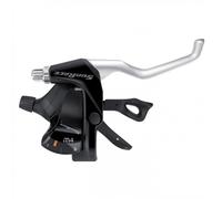 Comandi Freno/Cambio 3x7v MTB/Urban con Display Argento/Nero, Compatibili 3x8v, Leve in Alluminio e Resina, Completi di Cavi