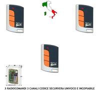 Comando Radio 3 Telecomandi Fr 433,92 MHz Rolling Code Securvera 64 Bit 3 Canali