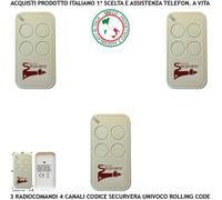Comando Radio 3 Telecomandi Fr 433,92 MHz Sicurezza Rolling Code 66 BIT 4 Canali