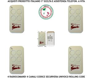 Comando Radio 4 TRC Fr. 433,92 MHz Codice Securvera Rolling Code 66 BIT 4 Canali