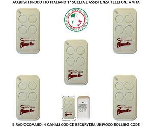 Comandoradio 5 Telecomandi Fr. 433,92 MHz Rolling Code Securvera 66 BIT 4 Canali