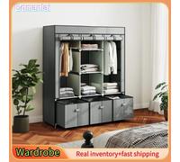 Comanlai 125 x 43 x 162,5 cm Armadio in tessuto con appendiabiti, cassetti, armadio pieghevole con cerniera, grigio chiaro