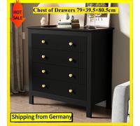Comanlai cassettiera, credenza con 5 cassetti, maniglie dorate, comodino camera da letto, armadio portaoggetti, 79×39,5×80,5 cm Black