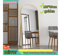 Comanlai Specchio a figura intera 180 x 80 cm, Specchio da terra, Specchio da pavimento sospeso, da terra o pendente, per camera da letto, soggiorno, dorato