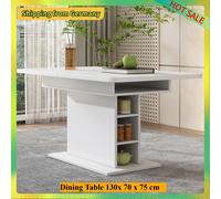 Comanlai Tavolo da pranzo rettangolare con spazio di archiviazione, tavolo da pranzo allungabile per sala da pranzo, tavolo multifunzionale, 130x70x75 cm