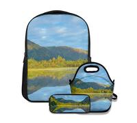 Comap Set zaino scolastico, The Lower Lake a Glendalough, contea di Wicklow, Irlanda, con borsa per il pranzo e astuccio per ragazze ragazzi adolescenti carino borsa per la scuola impermeabile