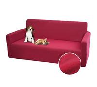 Comart - Copri Divano Bright - Copridivano Elasticizzato con Braccioli - Copertura Divano in Poliestere - Antigraffio - Antimacchia - Lavabile in Lavatrice - Antiscivolo - Bordeaux - Divano 2 Posti