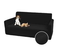 Comart - Copri Divano Bright - Copridivano Elasticizzato con Braccioli - Copertura Divano in Poliestere - Antigraffio - Antimacchia - Lavabile in Lavatrice - Antiscivolo - Nero - Divano 2 Posti