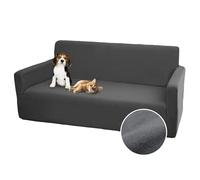 Comart - Copri Divano Bright - Copridivano Elasticizzato con Braccioli - Copertura Divano in Poliestere - Antigraffio - Antimacchia - Lavabile in Lavatrice - Antiscivolo - Grigio - Divano 3 Posti