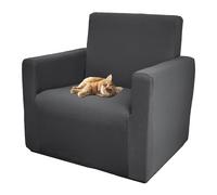 Comart - Copri Poltrona Bright - Copripoltrona Elasticizzata con Braccioli - Copertura in Poliestere - Antigraffio - Antimacchia - Lavabile in Lavatrice - Antiscivolo - Grigio - Poltrona 1 Posto