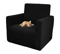 Comart - Copri Poltrona Bright - Copripoltrona Elasticizzata con Braccioli - Copertura in Poliestere - Antigraffio - Antimacchia - Lavabile in Lavatrice - Antiscivolo - Nero - Poltrona 1 Posto