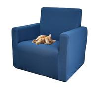 Comart - Copri Poltrona Bright - Copripoltrona Elasticizzata con Braccioli - Copertura in Poliestere - Antigraffio - Antimacchia - Lavabile in Lavatrice - Antiscivolo - Blu - Poltrona 1 Posto