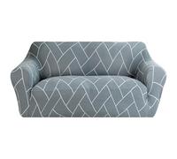 Comart - Copridivano Fashion - Copri Divano 2 Posti - Elasticizzato con Braccioli - Cover Antiscivolo - Copertura Antimacchia e Antigraffio - Traspirante - Lavabile in Lavatrice - Geometrico Grigio