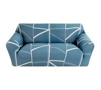 Comart - Copridivano Fashion - Copri Divano 3 Posti - Elasticizzato con Braccioli - Cover Antiscivolo - Copertura Antimacchia e Antigraffio - Traspirante - Lavabile in Lavatrice - Geometrico Azzurro