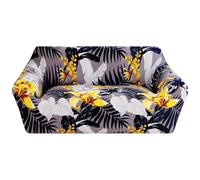 Comart - Copridivano Fashion - Copri Divano 4 Posti - Elasticizzato con Braccioli - Cover Antiscivolo - Copertura Antimacchia e Antigraffio - Traspirante - Lavabile in Lavatrice - Tropical Azzurro