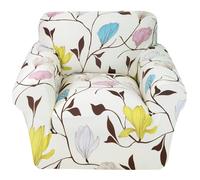 Comart - Copridivano Fashion - Copri Poltrona 1 Posto - Elasticizzato con Braccioli - Cover Antiscivolo - Copertura Antimacchia e Antigraffio - Traspirante - Lavabile in Lavatrice - Fiori Panna