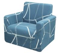 Comart - Copridivano Fashion - Copri Poltrona 1 Posto - Elasticizzato con Braccioli - Cover Antiscivolo - Copertura Antimacchia e Antigraffio - Traspirante - Lavabile in Lavatrice - Geometrico Azzurro