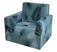 Comart - Copridivano Fashion - Copri Poltrona 1 Posto - Elasticizzato con Braccioli - Cover Antiscivolo - Copertura Antimacchia e Antigraffio - Traspirante - Lavabile in Lavatrice - Foglie Azzurre