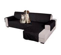 Comart - Copridivano Majestic - Copri Divano Angolare con Braccioli - Telo Trapuntato - Reversibile - Antigraffio - Lavabile in Lavatrice - Antiscivolo - Nero - Divano con Penisola 4 Posti