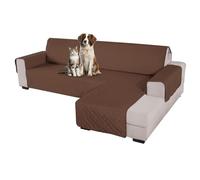 Comart - Copridivano Majestic - Copri Divano Angolare con Braccioli - Telo Trapuntato - Reversibile - Antigraffio - Lavabile in Lavatrice - Antiscivolo - Marrone - Divano con Penisola 4 Posti