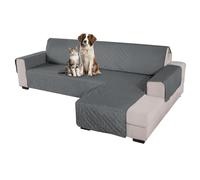 Comart - Copridivano Majestic - Copri Divano Angolare con Braccioli - Telo Trapuntato - Reversibile - Antigraffio - Lavabile in Lavatrice - Antiscivolo - Grigio - Divano con Penisola 4 Posti