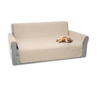 Comart - Copridivano Majestic - Copri Divano con Braccioli - Telo Trapuntato - Reversibile - Antigraffio - per Cani e Gatti - Lavabile in Lavatrice - Antiscivolo - Panna - Divano 3 Posti