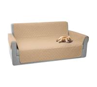 Comart - Copridivano Majestic - Copri Divano con Braccioli - Telo Trapuntato - Reversibile - Antigraffio - per Cani e Gatti - Lavabile in Lavatrice - Antiscivolo - Beige - Divano 3 Posti