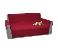 Comart - Copridivano Majestic - Copri Divano con Braccioli - Telo Trapuntato - Reversibile - Antigraffio - per Cani e Gatti - Lavabile in Lavatrice - Antiscivolo - Bordeaux - Divano 4 Posti