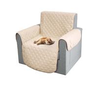 Comart - Copripoltrona Majestic - Copri Poltrona con Braccioli - Telo Trapuntato - Reversibile - Antigraffio - per Cani e Gatti - Lavabile in Lavatrice - Antiscivolo - Panna - Poltrona 1 Posto