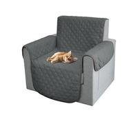 Comart - Copripoltrona Majestic - Copri Poltrona con Braccioli - Telo Trapuntato - Reversibile - Antigraffio - per Cani e Gatti - Lavabile in Lavatrice - Antiscivolo - Grigio - Poltrona 1 Posto