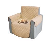 Comart - Copripoltrona Majestic - Copri Poltrona con Braccioli - Telo Trapuntato - Reversibile - Antigraffio - per Cani e Gatti - Lavabile in Lavatrice - Antiscivolo - Beige - Poltrona 1 Posto