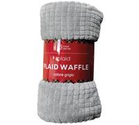 Comart - Plaid Waffle - 125x150 cm Grigio - Morbida Coperta Effetto Pile
