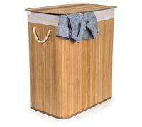 Comart - Portabiancheria Bamboo - 100 L - 2 Scomparti - Cesto Salvaspazio - Pieghevole - con Coperchio e Maniglie - Fodera Interna Rimovibile - Porta Panni e Bucato - per Lavanderia e Bagno - Natural