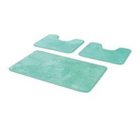 Comart - Set Tappeti Bagno Tahiti - Tris Tappetini Assorbenti: 1 Rettangolare 45x75 cm + 2 Giro Water 45x37.5 cm - Asciugatura Rapida - Salvaspazio - Antiscivolo - Lavabile in Lavatrice - Turchese