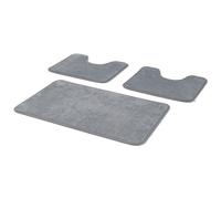Comart - Set Tappeti Bagno Tahiti - Tris Tappetini Assorbenti: 1 Rettangolare 45x75 cm + 2 Giro Water 45x37.5 cm - Asciugatura Rapida - Salvaspazio - Antiscivolo - Lavabile in Lavatrice - Grigio