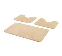 Comart - Set Tappeti Bagno Tahiti - Tris Tappetini Assorbenti: 1 Rettangolare 45x75 cm + 2 Giro Water 45x37.5 cm - Asciugatura Rapida - Salvaspazio - Antiscivolo - Lavabile in Lavatrice - Beige