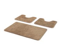 Comart - Set Tappeti Bagno Tahiti - Tris Tappetini Assorbenti: 1 Rettangolare 45x75 cm + 2 Giro Water 45x37.5 cm - Asciugatura Rapida - Salvaspazio - Antiscivolo - Lavabile in Lavatrice - Marrone