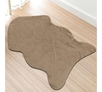 Comart, Tappeto Carezza, da Bagno e Arredo, Super Morbido, Soffice e Peloso, Design Moderno, Scendi Doccia e Vasca, Camera da Letto, Lavabile in Lavatrice, Colore Tinta Unita Beige, Sagomato 60x90 cm