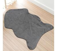 Comart, Tappeto Carezza, Super Morbido, Soffice e Peloso, Design Moderno e Comfy, per Salotto, Camera da Letto, Scendiletto, Lavabile in Lavatrice, Colore Tinta Unita Antracite, Sagomato 60x90 cm