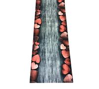 Comart Tappeto Cucina a metraggio PVC Largo 55 Grigio Silver Rosso Cuori