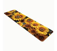 Comart - Tappeto Cucina Austin - Impermeabile - Antiscivolo - Antimacchia - Lavabile in Lavatrice - Passatoia in Poliestere - per Corridoio e Cucina - Made in Italy - Fiori Girasoli - 50x230 cm