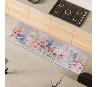 Comart - Tappeto Cucina Austin - Impermeabile - Antiscivolo - Antimacchia - Lavabile in Lavatrice - Passatoia in Poliestere - per Corridoio e Cucina - Made in Italy - Fiori Primavera - 50x170 cm