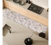 Comart - Tappeto Cucina Austin - Impermeabile - Antiscivolo - Antimacchia - Lavabile in Lavatrice - Passatoia in Poliestere - per Corridoio e Cucina - Made in Italy - Fiori Bloom - 50x270 cm
