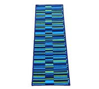 Comart Tappeto Cucina Lavabile in Lavatrice Antiscivolo Rifinito Top Color Righe (50_x_230_cm, Blue)
