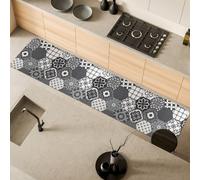 Comart - Tappeto Cucina Malaga - Passatoia 100% PVC - Antimacchia - Antiscivolo - Impermeabile - Tappetino Lavabile in Lavatrice - Corsia Moderna per Cucina e Corridoio - Cementine Grigie - 55x270 cm