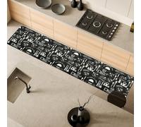 Comart - Tappeto Cucina Malaga - Passatoia 100% PVC - Antimacchia - Antiscivolo - Impermeabile - Tappetino Lavabile in Lavatrice - Corsia Moderna per Cucina e Corridoio - Lavagna Nero - 55x270 cm
