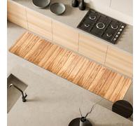 Comart - Tappeto Cucina Malaga - Passatoia 100% PVC - Antimacchia - Antiscivolo - Impermeabile - Tappetino Lavabile in Lavatrice - Corsia Moderna per Cucina e Corridoio - Legno Beige - 55x230 cm