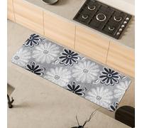 Comart - Tappeto Cucina Malaga - Passatoia 100% PVC - Antimacchia - Antiscivolo - Impermeabile - Tappetino Lavabile in Lavatrice - Corsia Moderna per Cucina e Corridoio - Fiori Neri - 55x170 cm